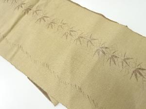 アンティーク　手織り紬笹模様織出し名古屋帯